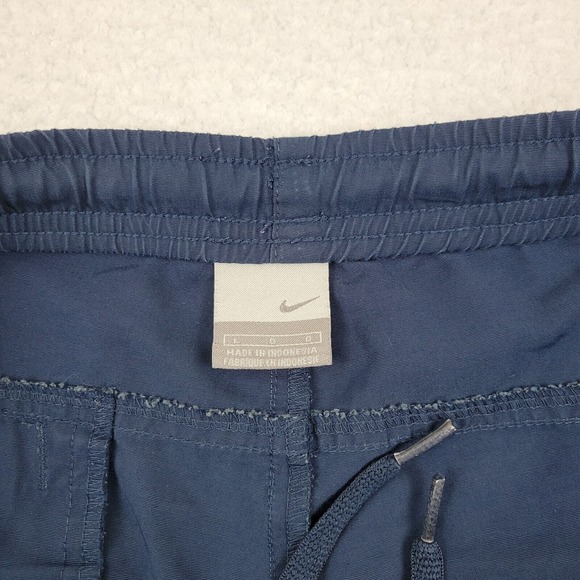 Nike Y2K Athletic Shorts Mens Large L Navy Blue Silver‎ Tag Drawstring **READ - Picture 6 of 10